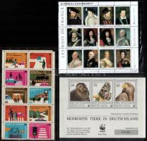 139 db európai levélzáró és reklámbélyeg A/4-es berakólapon + 2 db kisív és 1 db blokk