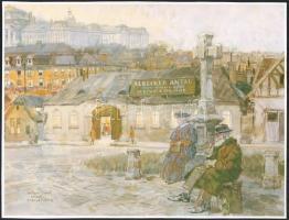 Zórád Ernő (1911-2004): 2 db Tabán illusztrációk, Kereszt-tér, Szebeni Antal - tér a Fehérasas u. fe...