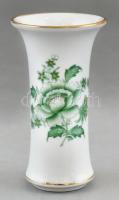 Herendi porcelán mini váza, kézzel festett, jelzett, kis kopásnyomokkal, m: 8 cm