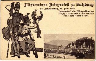 Allgemeines Kriegerfest zu Salzburg am Johannestag 24. Juni 1904. / Austro-Hungarian K.u.K. military art postcard (EK)