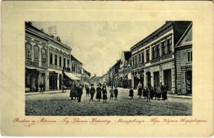 Szávaszentdemeter, Mitrovice, Mitrovitz an der Save, Sremska Mitrovica; Trg. Khuena Héderváry / tér, Takarékpénztár, üzletek / square, shops, savings bank. W.L. Bp. 877. R. Popovica (EK)