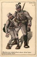 Nocha sei jetzt froh, dass dnet der Salandra bist / Austro-Hungarian K.u.K. military art postcard. artist signed