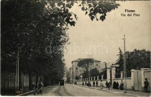1906 Fiume, Rijeka; Via del Pino / street, tram / utca villamossal (EK)