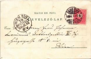 1898 (Vorläufer!) Temesvár, Timisoara; Ferenc József színház, Piarista templom, Városháza, Jenő herc...