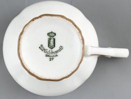 Alt Schönwald Bavaria hiányos mokkás készlet, részben kézzel festett, jelzett, kopásnyomokkal