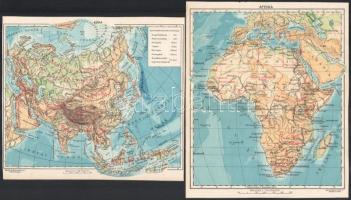 cca 1920-1930 Vegyes térkép tétel, 4 db: Észak-Amerika, Dél-Amerika, Ázsia, Afrika, Bp., Magyar Föld...