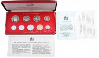Málta 1976. 2m-50c (9xklf) forgalmi sor szett eredeti díszdobozban, tanúsítvánnyal, angol nyelvű leí...
