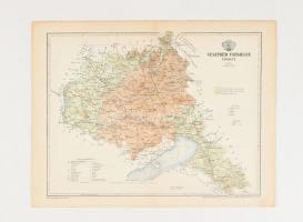 Veszprém vármegye térképe, tervezte: Gönczy Pál, 21x27 cm, 1:430.000, Üveglapos keretben