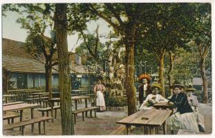 1917 Brassó, Kronstadt, Brasov; Hohe Warte / Magas pihenő vendéglő és szálloda kertje / inn, restaurant and hotel (EK)