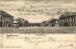 1907 Erzsébetváros, Dumbraveni; Erzsébet utca, Mühlsteffen Gusztáv üzlete és saját kiadása, vendéglő / street, shops, restaurant (EK)