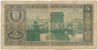 1926. 5P "A 012 095145" T:III- / Hungary 1926. 5 Pengő "A 012 095145" C:VG 
Ada...