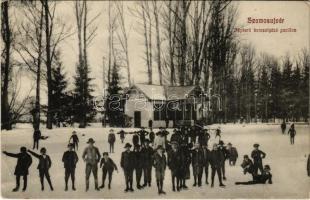 1911 Szamosújvár, Gherla; Népkerti korcsolyázó pavilon, téli sport. Anka Sándor kiadása / ice rink, ice skating hall, winter sport (EK)