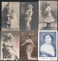 cca 1900-1950 12 db fotólap magyar színésznőkről: Szoyer Ilonka, K. Hegysi Mari, Küry Klára, Fedák Sári, stb., többségében a XX. sz, elejéről, részben sérült és vágott