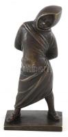 Kendős lányka bronz szobrocska Louvre múzeumi másolat 17 cm
