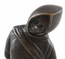 Kendős lányka bronz szobrocska Louvre múzeumi másolat 17 cm