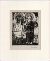 Kondor Béla (1931-1972): Szerzetes. Fametszet, papír, paszpartuban, utólagos jelzéssel, 14×11 cm