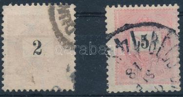 1889-1898 2kr I. vízjellel, 5kr II. vízjellel nagyon hlvány alapvonalkázással