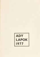 Ady lapok 1977 15 db grafika, Jelzettek: Vén Zoltán, Ágotha Margit, Tassy Béla, stb. Kiadói mappában