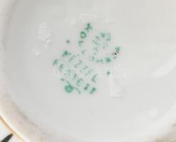 Hollóházi retró, csíkos váza, kézzel festett porcelán, jelzett, hibátlan, m: 11,5cm