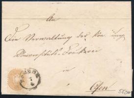 1864 15kr levélen / on cover "ZOMBOR" - Ofen
