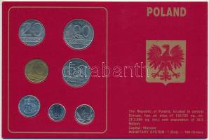 Lengyelország 1990. 1Zl-100Zl (7xklf) forgalmi összeállítás kartonlapon, műanyag tokban T:1-,2 patina Poland 1990. 1 Zloty - 100 Zlotych (7xdiff) coin set on cardboard in a plastic case C:AU,XF patina