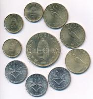 1996. 1Ft (3x) + 2Ft (3x) + 5Ft (3x) + 100Ft T:1- néhány érmén patina