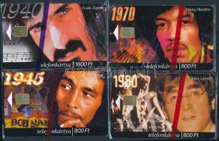 2000-2004 A zene világa 4 db telefonkártya (Bob Marley, Jimmy Hendrix, John Lennon, stb.) bontatlan csomagolásban