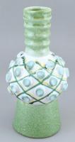 Retró bütykös váza, színes mázakkal festett kerámia, jelzés nélkül, hibátlan, m:26cm
