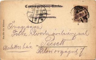 1901 Héj! Már csak 334 kis nap! / Austro-Hungarian K.u.K. military art postcard, soldier drinking an...