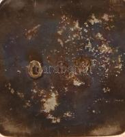 Art deco ezüst (Ag) likörös pohár, üveg betéttel. Csorba. Jelzett, nettó 36 g