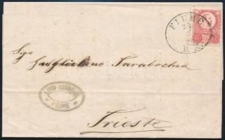 1874 Réznyomat 5kr levélen / on cover FIUME / P.M. - Triest
