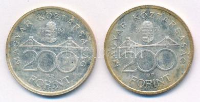 1992. 200Ft Ag "MNB" (2x) T:1-,2 patina 
Adamo F13
