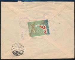 1942 Repülő alap III. sor ajánlott levélen, levélzáróval / Mi 687-690 on registered cover