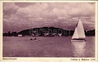 1936 Balatonboglár, látkép a Balaton felől, vitorlás (EB)