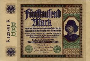 Német Birodalom/Weimari Köztársaság 1922. 5000M T:II+ R!