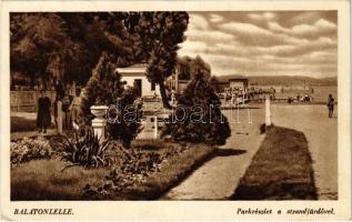 1943 Balatonlelle, Park részlet a strandfürdővel (EK)