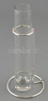 Modern fémvázas üveg váza, hibátlan, m: 26 cm