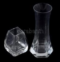 Két darab kristályüveg váza, hibátlan, m: 15 cm, 7 cm