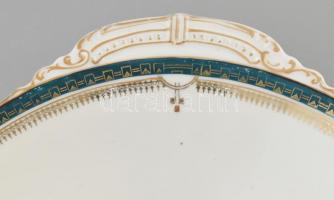 Nagy méretű Art Deco porcelán sültes tál kis kopásokkal, csorbákkal, jelzés nélkül 46x31cm