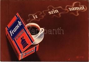 1947 Íz - szín - zamat. Franck cikóriakávé reklámja. Budapesti Árumintavásár / Hungarian chicory coffee advertisement postcard s: Macskássy + So. Stpl (fa)