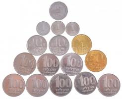 Izrael 1984-1993. 1/2Sh-100Sh (16db forgalmi emlékpénz) T:1--2- Israel 1984-1993. 1/2 Sheqel - 100 Sheqalim (16pcs circulating commemorative coins) C:AU-VF