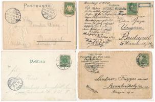 10 db RÉGI hosszú címzéses német szecessziós dombornyomott litho város képeslap vegyes minőségben / ...