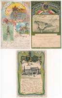 10 db RÉGI hosszú címzéses német szecessziós dombornyomott litho város képeslap vegyes minőségben / ...