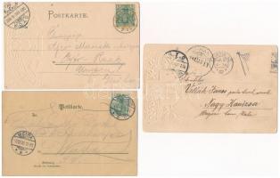 10 db RÉGI hosszú címzéses német szecessziós dombornyomott litho város képeslap vegyes minőségben / ...