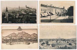 10 db RÉGI történelmi magyar és külföldi város képeslap vegyes minőségben / 10 pre-1945 historical Hungarian and European town-view postcards in mixed quality