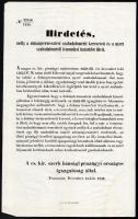 1852 Temesvár, dohánytermesztési szabadalommal kapcsolatos hirdetmény
