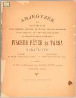 1884 Fischer Péter és társa: Árjegyzék az első magyar orvossebészi, műszer, kötőszer, testegyenészeti segélyművek, villany-delejes gépek és mentő szerek gyárából. 1885. évi orsz. kiállítás egészségügyi pavillon. 64 p + 72 t. (képek) Restaurált papírkötésben.