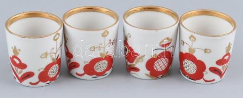 Lomonoszov (LFZ) szovjet porcelán pálinkás készlet, butéla + 4 db kupica. Matricás, jelzett, minimál...