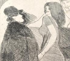 Schneuer, David (1905-1988): Müncheni éjszakai élet a 20-as években. Hidegtű, papír, jelzett. 25x20 ...