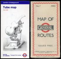 1930-2009 London metróhálózatának térképe, 2 db / London Underground route maps